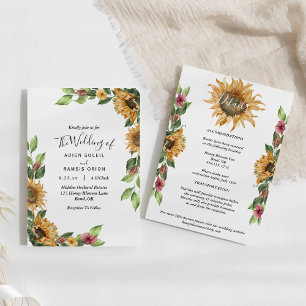 Convites Boho Sunflower Rustic Wedée Detalhe Tudo Em Um