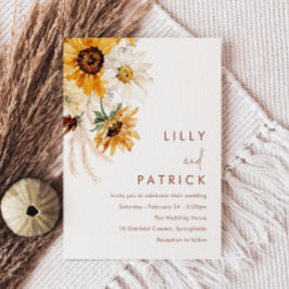 Convites Boho Sunflowers Modern Wedding