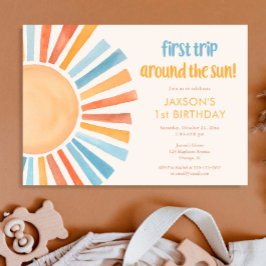 Convites Boho Sunshine, primeira viagem ao redor do anivers