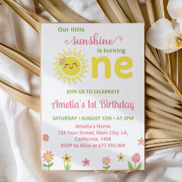 Convites Boho Sunshine primeiro aniversario de flor selvage
