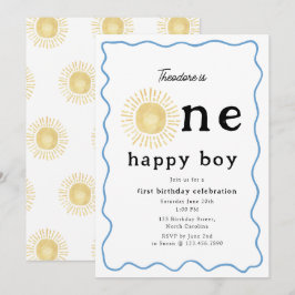 Convites Boho Sunshine Primeiro Aniversário Um Feliz Retro