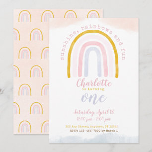 Convites Boho Sunshine, Rainbows e Fun Primeiro Aniversári
