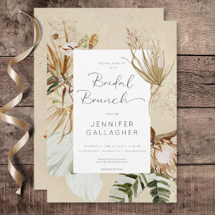 Convites Boho Tan Floral Grass Bridal Brunch