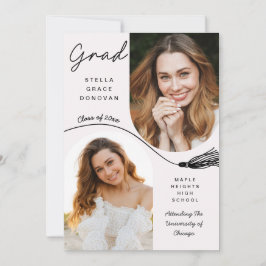 Convites Boho Tassel Grad Announcement with Photo