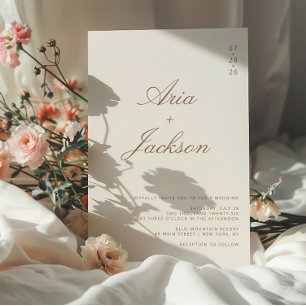 Convites Boho Taupe Calliografia Moderna Casamento com Códi