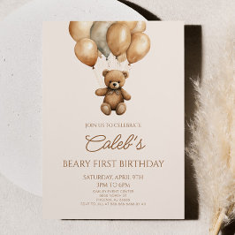 Convites Boho Teddy Bear Bear First Party
