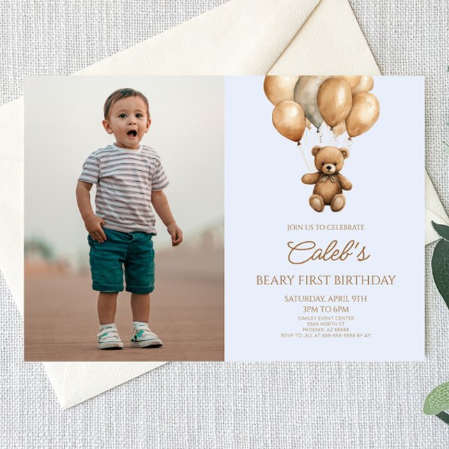 Convites Boho Teddy Bear Bear First Party (Criador carregado)