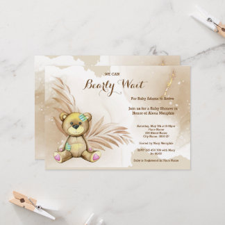 Convites Boho Teddy Bear BearChá de fraldas de Espera