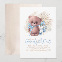 Boho Teddy Bear Blue Barly Wait Boy Chá de fraldas