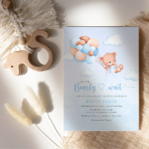 Boho Teddy Bear Boy Blue Bprecoce Chá de fraldas d