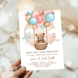Convites Boho Teddy Bear Ele Menino ou Rapariga Revelação d