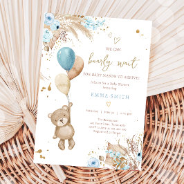 Convites Boho Teddy Bear Picnic Boy Blue Chá de fraldas