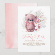 Boho Teddy Bear Pink Barly Wait Girl Chá de fralda