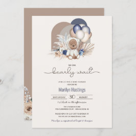 Convites Boho Teddy Bear, Podemos Brindar Esperar - Chá de 