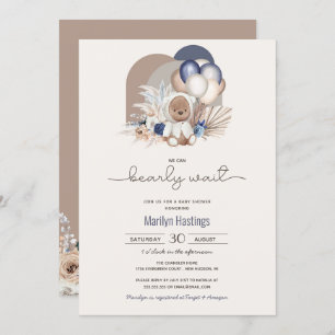 Convites Boho Teddy Bear, Podemos Brindar Esperar - Chá de 