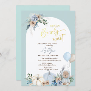 Convites Boho Teddy Bear Pumpkin Boy Chá de fraldas