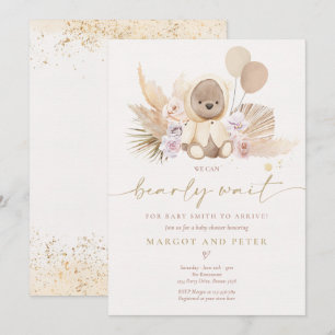 Convites Boho Teddy Ursa Sexo Chá de fraldas Neutro Do Urs