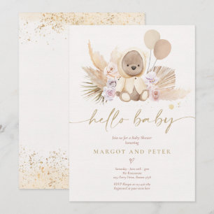 Convites Boho Teddy Urso Sexo Chá de fraldas Neutro do Urs