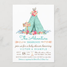 Boho TeePee Rustic Girl Baby Shower