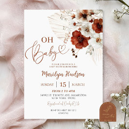 Convites Boho Teracotta Oh Baby Chá de fraldas