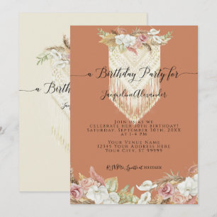 Convites Boho Terra Cotta Tropical Floral Pampas Aniversár