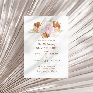 Convites Boho Terracota Grama das Pampas e Flores Casamento