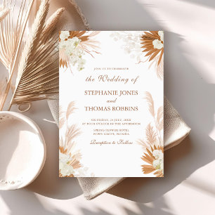 Convites Boho Terracota Grama das Pampas Orquídea Casamento