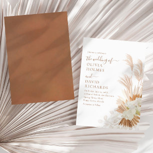 Convites Boho Terracota Grama-das-Pampas Orquídea Casamento