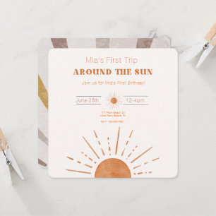 Convites Boho Terracota Laranja Primeira Volta ao Sol