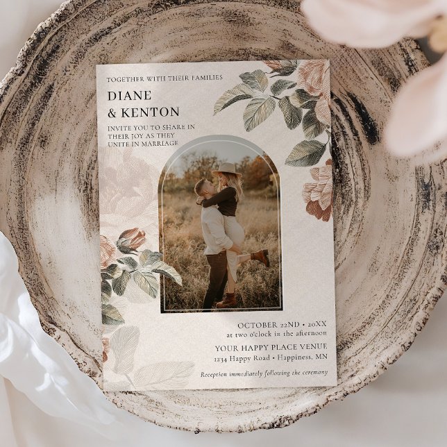 Convites Boho Terracota Rosa Sage Folhagem Casamento | (Criador carregado)