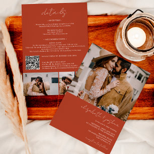 Convites Boho terracotta 4 foto Qr all em 1 casamento