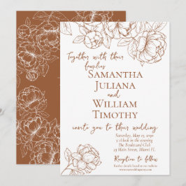 Convites Boho Terracotta Botânica Floral Moderna Casamento