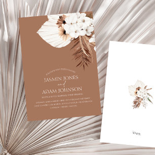 Convites Boho Terracotta Brown Pampas Grass Casamento Flora