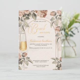 Convites Boho Terracotta Brunch Bubbly Chá de Noiva |