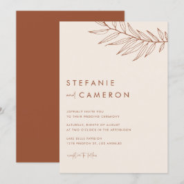 Convites Boho Terracotta Casamento Foliar Minimalista