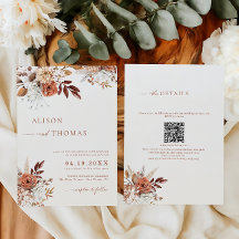 Boho Terracotta Código QR 2 em 1 Casamento