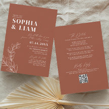 Boho Terracotta com Casamento de Código QR RSVP