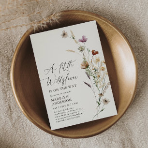 Convites Boho Terracotta Fall Chá de fraldas de flor selvag