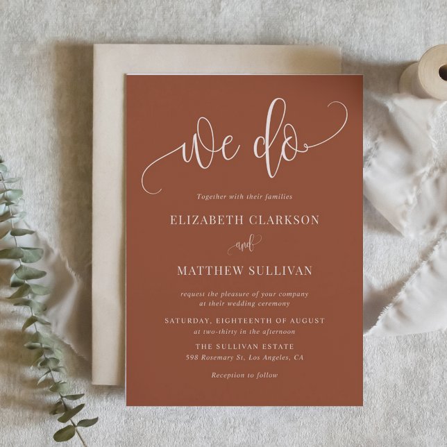 Convites Boho Terracotta Fazemos Casamento Moderno Da Calig (Boho Terracotta We Do Modern Calligraphy Wedding Invitation)