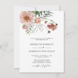 Convites Boho Terracotta Floral Casamento de Outono