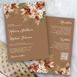 Convites Boho Terracotta Floral Wildflower Beige Weding