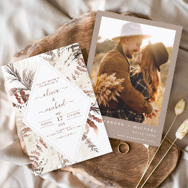 Convites Boho Terracotta Foto Pampas Grass Casamento