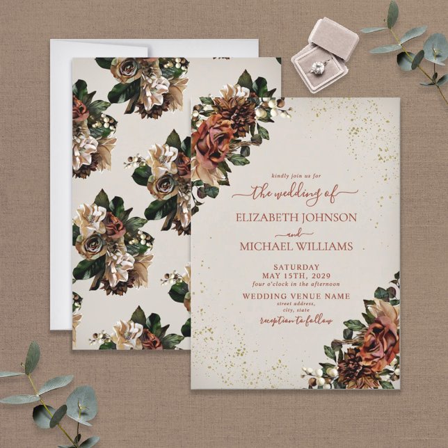 Convites Boho Terracotta Greenery Casamento Floral (Criador carregado)