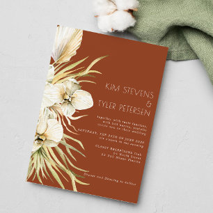 Convites Boho terracotta orchid pampas casamento