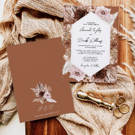 Convites Boho Terracotta Pampas Casamento Floral