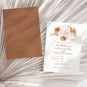 Convites Boho Terracotta Pampas Grass e Flowers Casamento