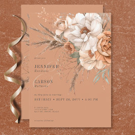 Convites Boho Terracotta Peach & Cream Casamento Floral