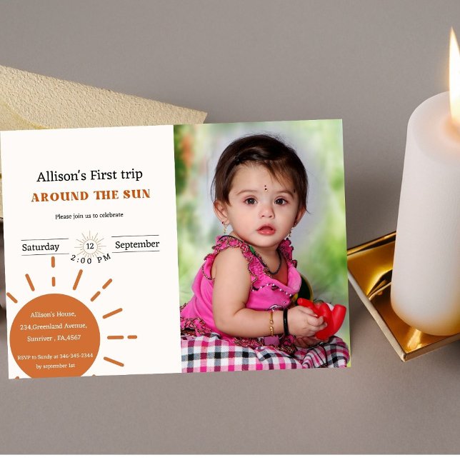 Convites Boho terracotta, primeira viagem ao redor do sol (Criador carregado)