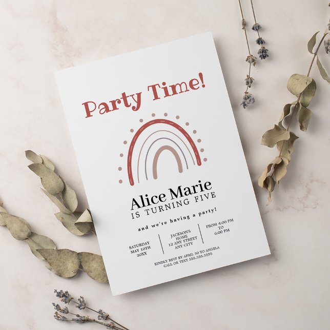 Convites Boho Terracotta Rainbow Birthday (Criador carregado)