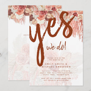Convites Boho Terracotta Rosa Pampas Grass Casamento Floral